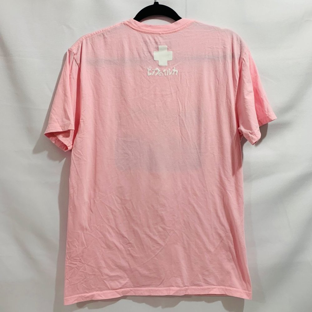 Pink + Dolphin Graphic T-Shirt Unisex Beach Cloud Waves Dolphin Pink Medium EUC - Picture 2 of 7